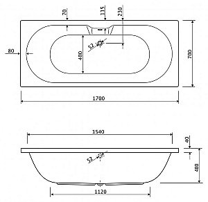 Ванна акриловая Cezares CALISTO-170-70-45-W37 купить в интернет-магазине Sanbest