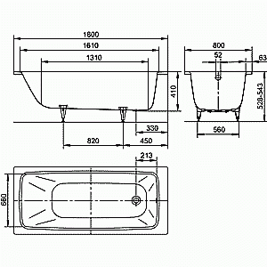 Ванна стальная Kaldewei Cayono 751 180х80275100010001 белый купить в интернет-магазине Sanbest