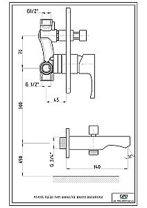Смеситель для ванны с душем GPD FUEGO MTA105 купить в интернет-магазине сантехники Sanbest