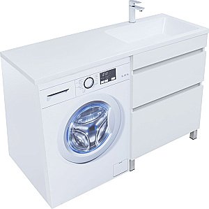 Тумба с раковиной Aquanet Вега 130 329125 белая для ванной в интернет-магазине Sanbest