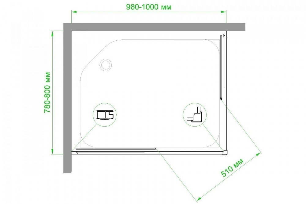 Душевой уголок Royal Bath RB8100HPD-C-CH 100х80 матовый купить в интернет-магазине Sanbest