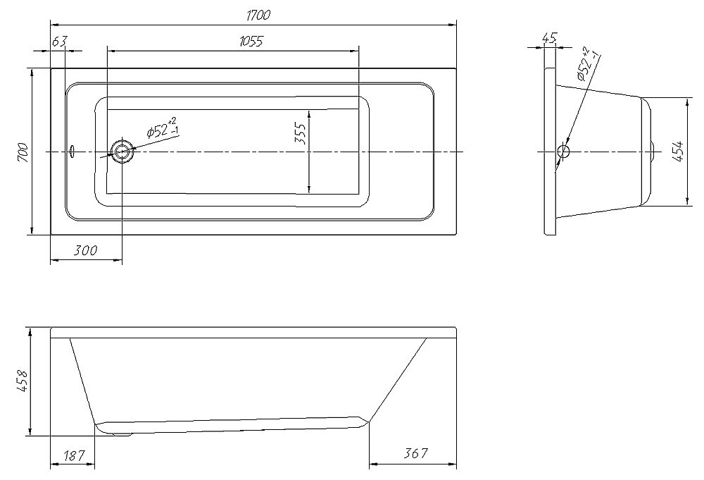Ванна акриловая Loranto Novaro La CS00078467 170х70 белая купить в интернет-магазине Sanbest