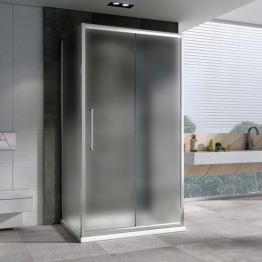 Душевой уголок ABBER Schwarzer Diamant AG30130MH-S75M-S75M 130x75 стекло матовое/профиль хром купить в интернет-магазине Sanbest