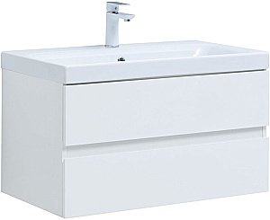 Тумба с раковиной Aquanet Беркли 302351 80 белый глянец для ванной в интернет-магазине Sanbest