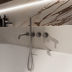 Смеситель для ванны Vincea Groove VBTW-4G1GM вороненая сталь купить в интернет-магазине сантехники Sanbest