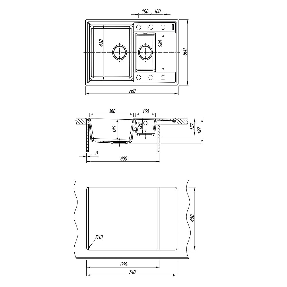 Кухонная мойка Lemark Ramza 760 9910041 серый шелк купить в интернет-магазине сантехники Sanbest