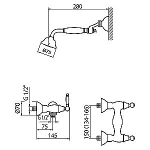 Смеситель для душа Webert Dorian DO760101065 купить в интернет-магазине сантехники Sanbest