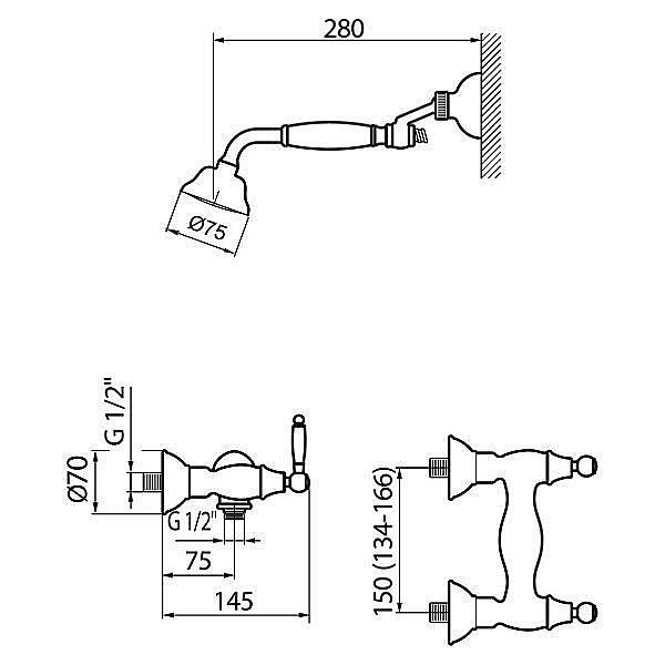 Смеситель для душа Webert Dorian DO760101065 купить в интернет-магазине сантехники Sanbest