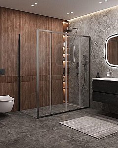 Душевой уголок Cezares Molveno 170x90 AH-2/2-170/90-C-GM-IV стекло прозрачное/профиль матовая оружейная сталь купить в интернет-магазине Sanbest
