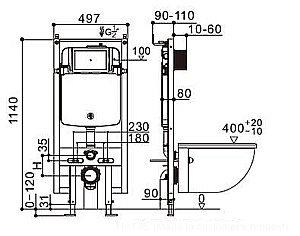 Инсталляция для унитаза WeltWasser WW AMBERG 404 CR с кнопкой хром купить в интернет-магазине сантехники Sanbest