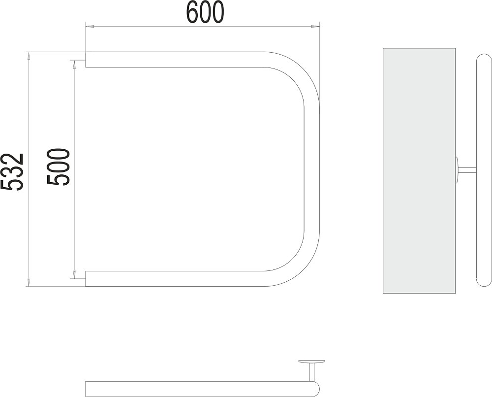 Полотенцесушитель водяной Terminus П-обр AISI 32х2 500х600 купить в интернет-магазине сантехники Sanbest