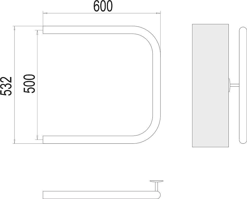 Полотенцесушитель водяной Terminus П-обр AISI 32х2 500х600 купить в интернет-магазине сантехники Sanbest