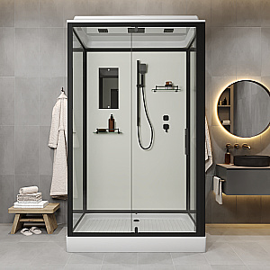 Душевая кабина Niagara Standart ST120/90/15Q/BL 120х90 профиль черный матовый/стекло прозрачное купить в интернет-магазине Sanbest