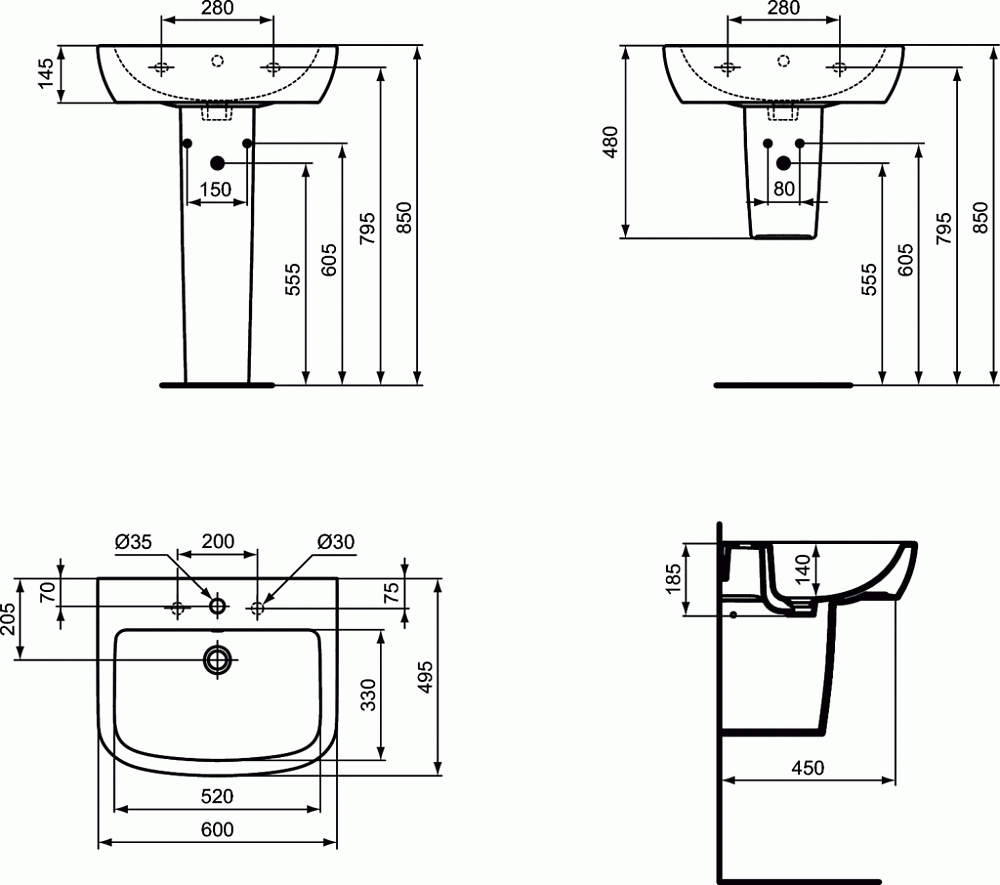 Раковина на пьедестале Ideal Standard Tempo-IS T056401 купить в интернет-магазине Sanbest