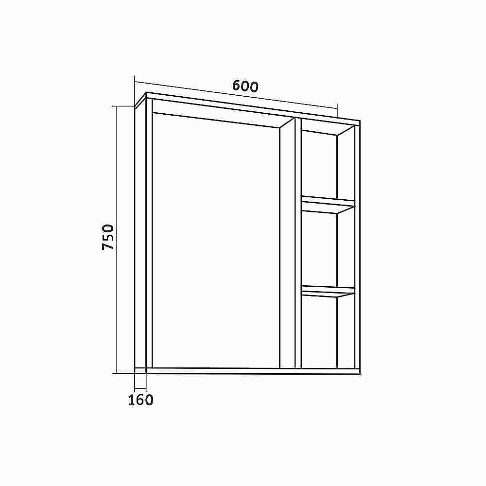 Зеркало со шкафом Grossman ФЛАЙ 60 дуб сонома в ванную от интернет-магазине сантехники Sanbest