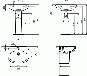 Раковина на пьедестале Ideal Standard Tesi T351401 купить в интернет-магазине Sanbest