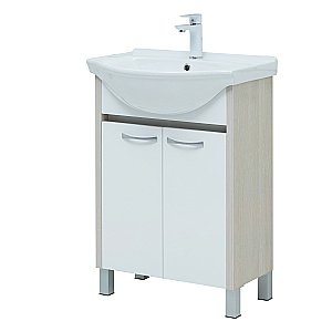 Тумба с раковиной Aquanet Донна 273996 60 белый дуб/белый для ванной в интернет-магазине Sanbest