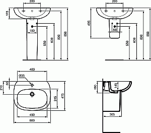 Раковина на пьедестале Ideal Standard Tesi 60 T351401 белая купить в интернет-магазине Sanbest