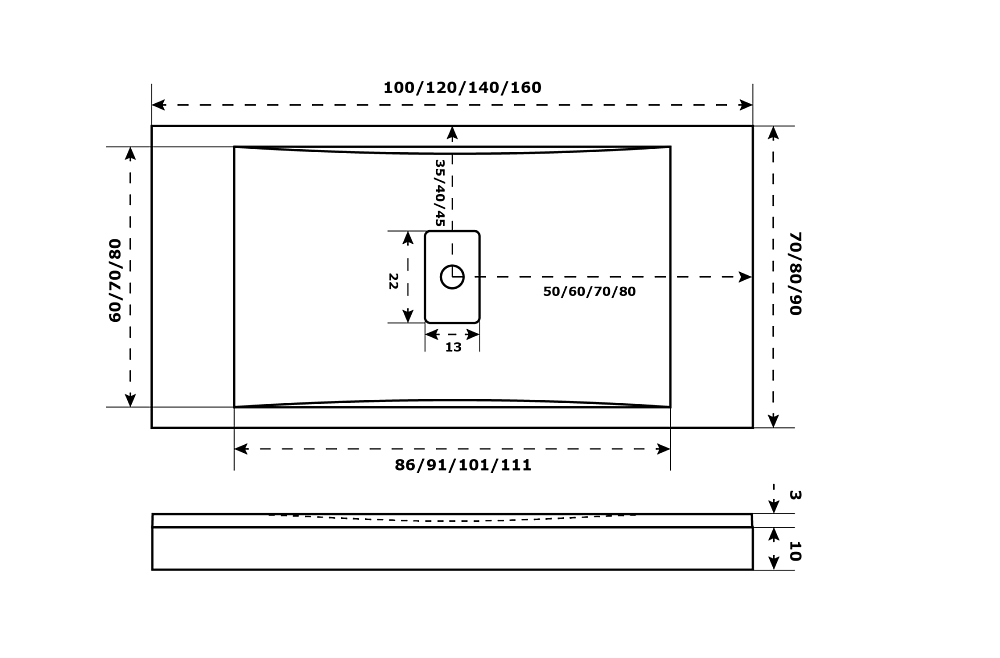 Поддон литьевой Good Door Flow 80x140 Графит купить в интернет-магазине Sanbest