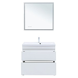 Тумба с раковиной Aquanet Нота New 90 344147+284114 белая глянцевая для ванной в интернет-магазине Sanbest