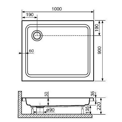 Душевой поддон RGW Acryl STYLE PR 16180290-11 90х100 белый купить в интернет-магазине Sanbest