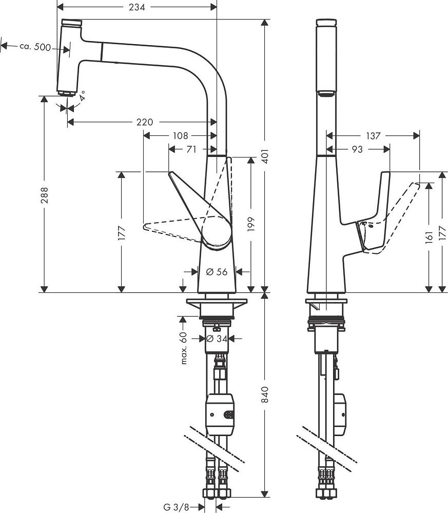 Смеситель для кухни Hansgrohe Talis Select S 300 72821000 купить в интернет-магазине сантехники Sanbest