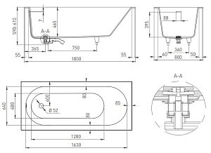 Ванна S-Sense Salini ORNELLA КIТ 102412G 180x80 Глянцевая купить в интернет-магазине Sanbest