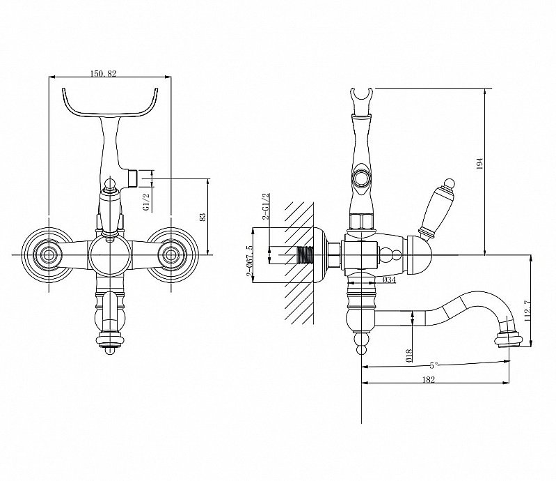 Смеситель для ванны Caprigo Fonte 12-511-vot бронза купить в интернет-магазине сантехники Sanbest