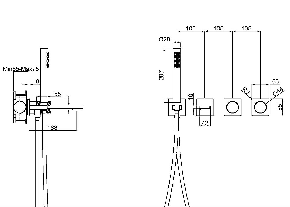 Смеситель для ванны Vincea Alto VBTW-6AL1CH хром купить в интернет-магазине сантехники Sanbest