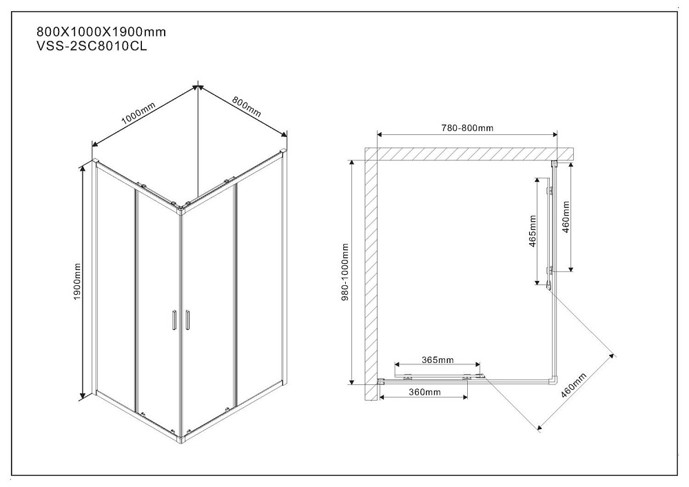 Душевой уголок Vincea Scala VSS-2SC8010CL купить в интернет-магазине Sanbest