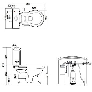 Унитаз напольный Kerasan Retro 1013 с бачком 1071 Белый/ручка золото купить в интернет-магазине Sanbest
