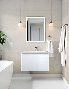 Тумба с раковиной Art&Max AM-Latina-600-1C-SO-BM/AM7117-60 Белый матовый для ванной в интернет-магазине Sanbest