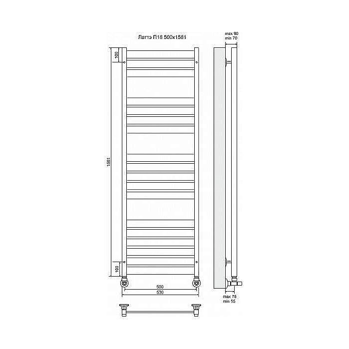 Полотенцесушитель водяной Terminus Латте П18 500x1581 купить в интернет-магазине сантехники Sanbest