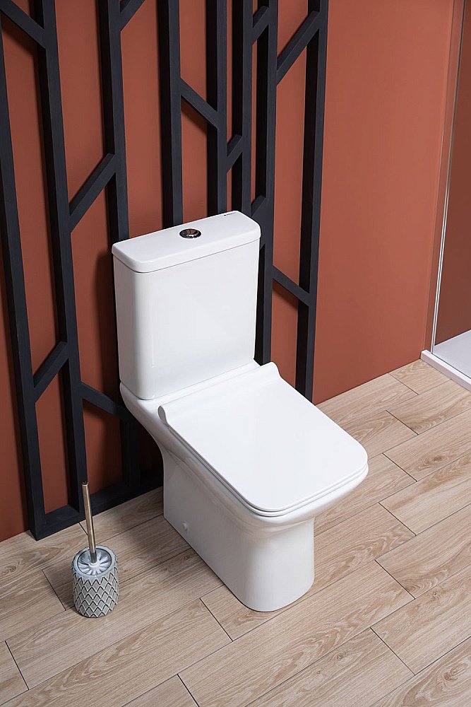 Унитаз-компакт Aquanet Rimless Cube 2-C CL-12288 с крышкой микролифт, с бачком, безободковый купить в интернет-магазине Sanbest