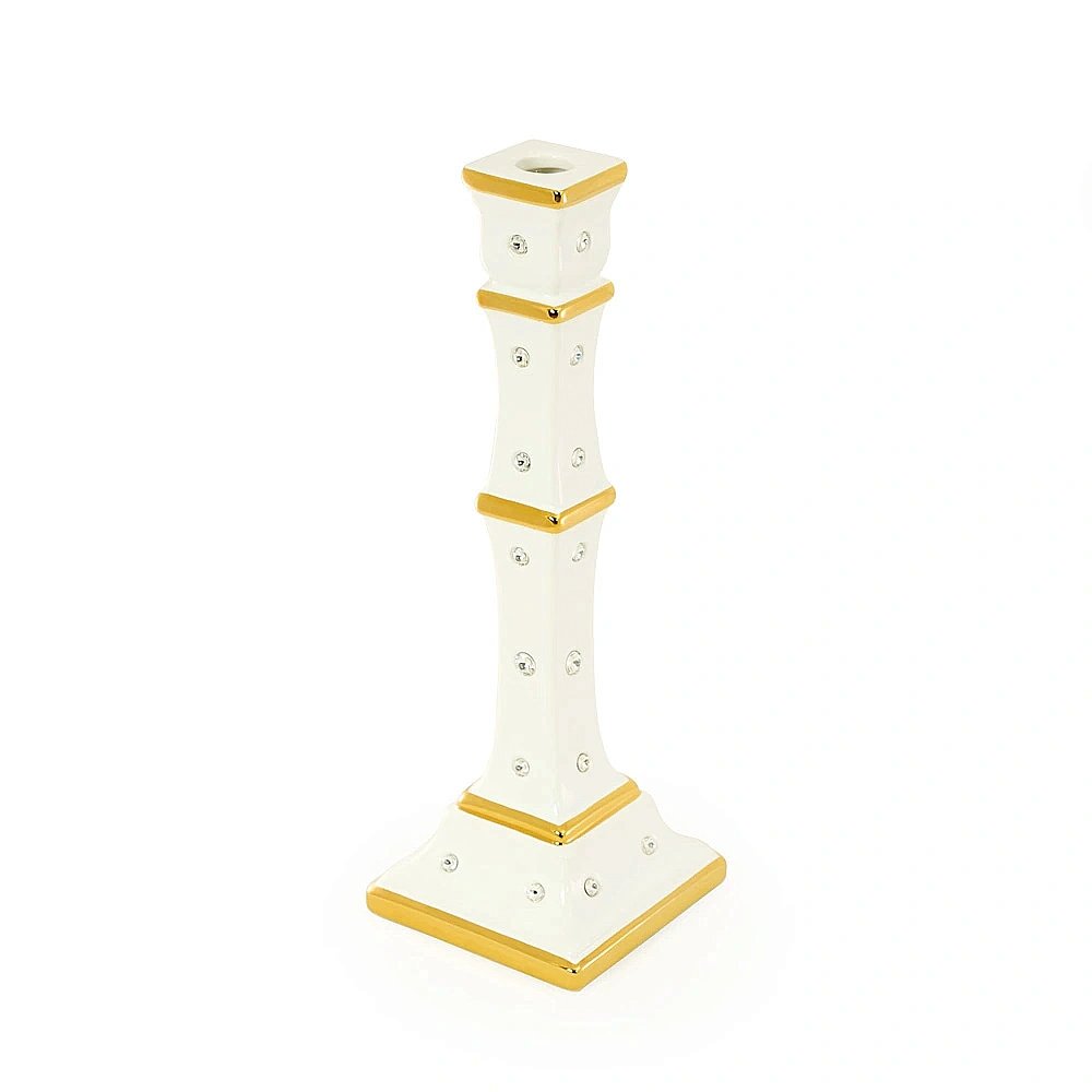 Подсвечник одинарный Migliore EMOZIONI 26570 белый/декор золото купить в интернет-магазине сантехники Sanbest