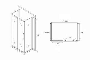 Душевой уголок Abber Schwarzer Diamant AG30100H-S80-S80 100x80 купить в интернет-магазине Sanbest