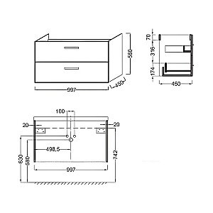 Тумба с раковиной Jacob Delafon OLA 1007 темный дуб для ванной в интернет-магазине Sanbest