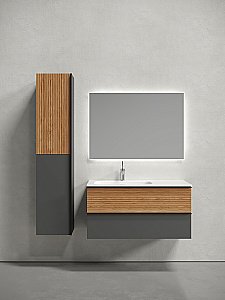 Тумба с раковиной Sancos DELTA DL100LGR + CN7014 100 дуб красный/графит для ванной в интернет-магазине Sanbest