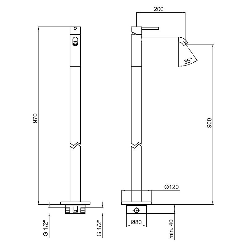 Смеситель для раковины Webert Elio EL832101560 черный матовый купить в интернет-магазине сантехники Sanbest