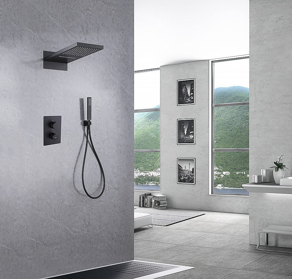 Душевая система ABBER Weiss Insel AF8052B черная матовая купить в интернет-магазине сантехники Sanbest