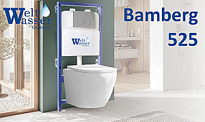 Инсталляция для унитаза WeltWasser WW BAMBERG 525 GR-N 10000014421 кнопка серая купить в интернет-магазине сантехники Sanbest