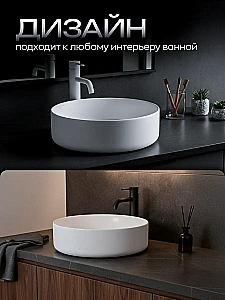 Раковина накладная GID Anello 36 b36x36w белая купить в интернет-магазине Sanbest