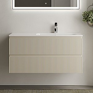 Тумба с раковиной Sancos SNOB R SNR100RCE Beige Soft правая/бежевая матовая для ванной в интернет-магазине Sanbest