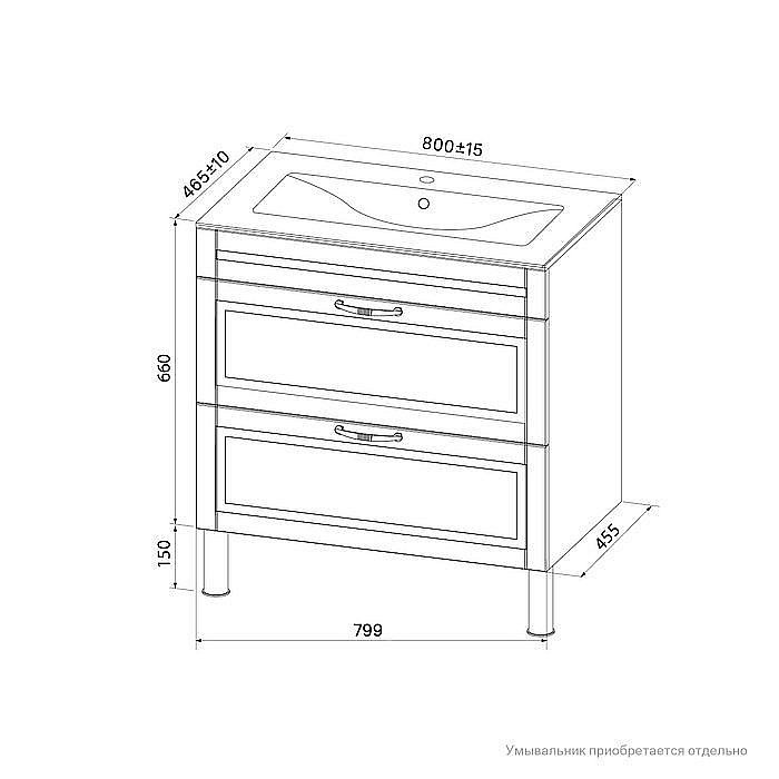 Тумба с раковиной Iddis Oxford OXF80W0i95K 80 для ванной в интернет-магазине Sanbest