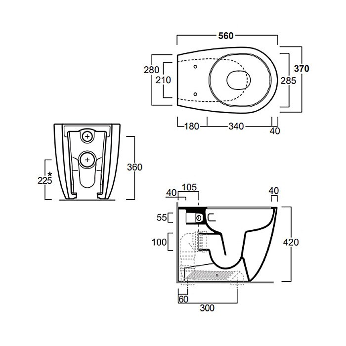 Унитаз приставной Simas Vignoni VI01VERT, безободковый, слив торнадо, белый купить в интернет-магазине Sanbest