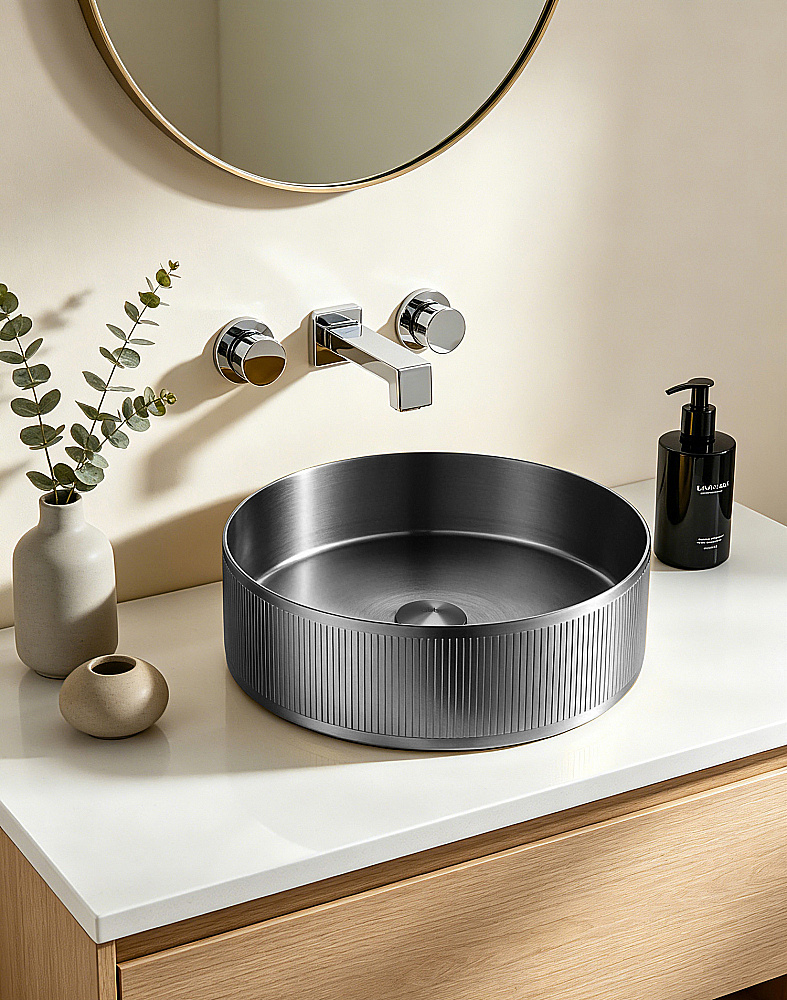 Раковина накладная ABBER Wasser Kreis 40 AF2411SP сатин купить в интернет-магазине Sanbest