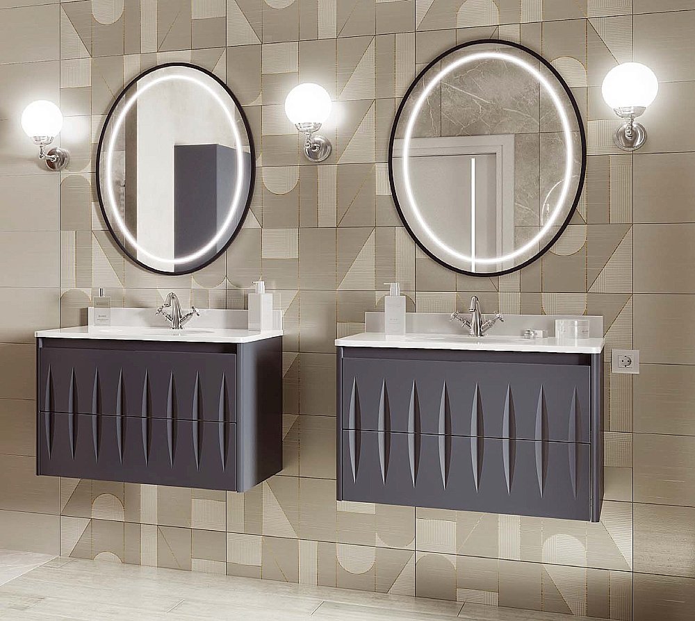 Зеркало Caprigo Контур М-379S-L810 70 графит в ванную от интернет-магазине сантехники Sanbest