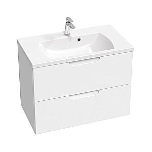 Тумба с раковиной и зеркалом Ravak SET CLASSIC II 80 70508057 белая глянцевая для ванной в интернет-магазине Sanbest