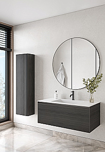 Тумба с раковиной Armadi Art QUATRO 1 100  OAK ANTHRACITE/профиль ANTHRACITE/раковина белая для ванной в интернет-магазине Sanbest