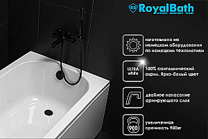 Акриловая ванна Royal Bath Pafos RB611701 175х75 Белая/Фурнитура Сталь купить в интернет-магазине Sanbest